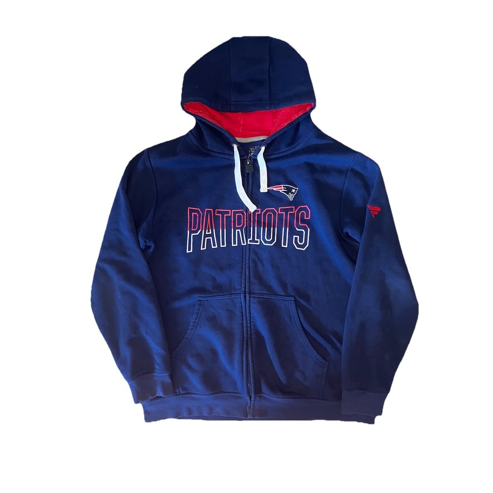 New England Patriots Zip Up Hoodie Men's Sz L Patriots Spell Out‎ NFL Fanatics